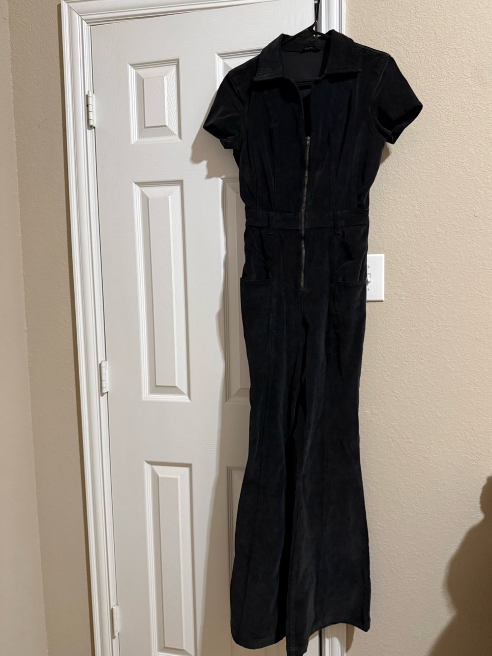🖤 Black Zip-Front Flare Jumpsuit — Retro Moto Vibes